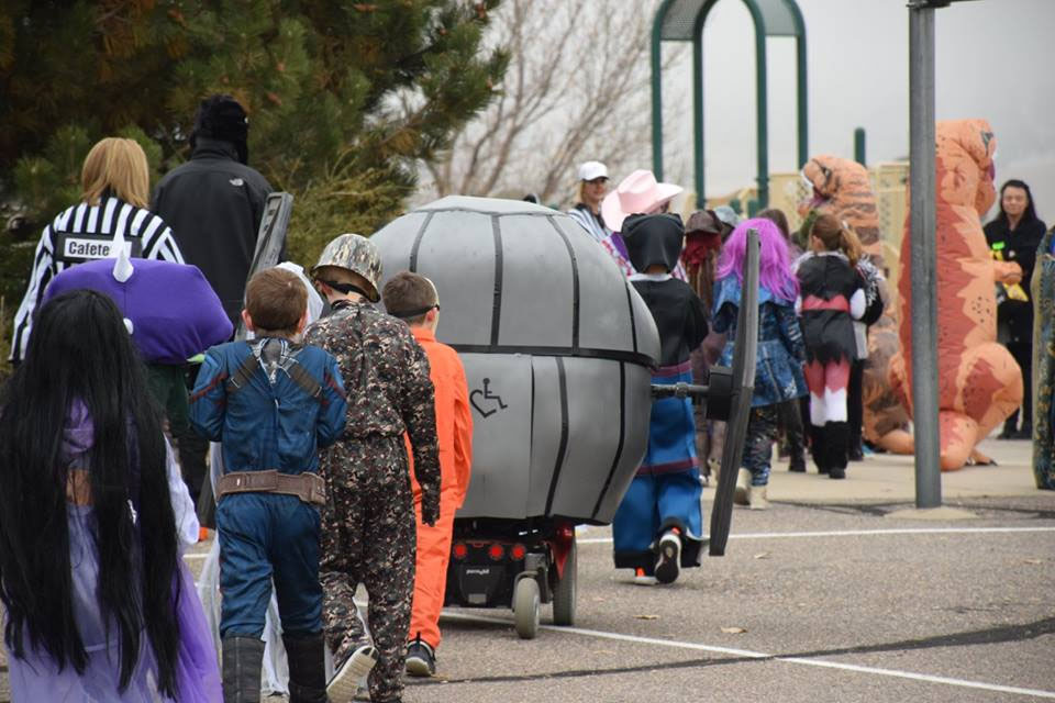 The Tie Fighter was the only, um, space craft at the school parade. (Courtesy of Stephanie Geraghty)