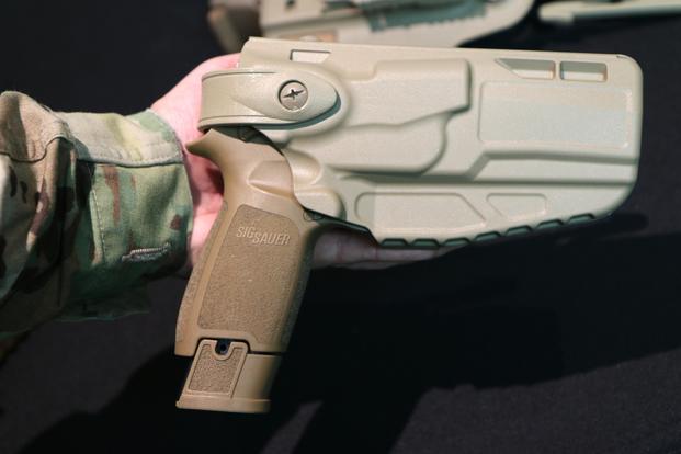 The Army’s new holster for the XM17 full-size version of the Modular Handgun System, made by The Safariland Group. (Photo by Matthew Cox/Military.com)