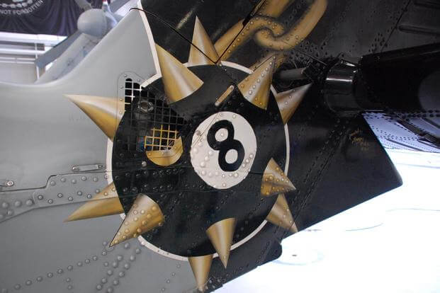A close up of the HSC-8 show bird's tail art painted by Shayne Meder (Photo: Daniel Langhorne)