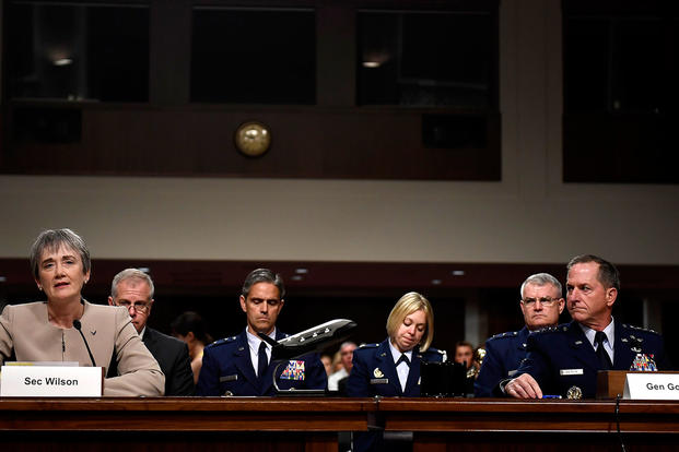 Secretary of the Air Force Heather Wilson and Air Force Chief of Staff Gen. David Goldfein testify before the Senate Armed Services Committee June 6, 2017, in Washington, D.C. (U.S. Air Force photo/Scott M. Ash)