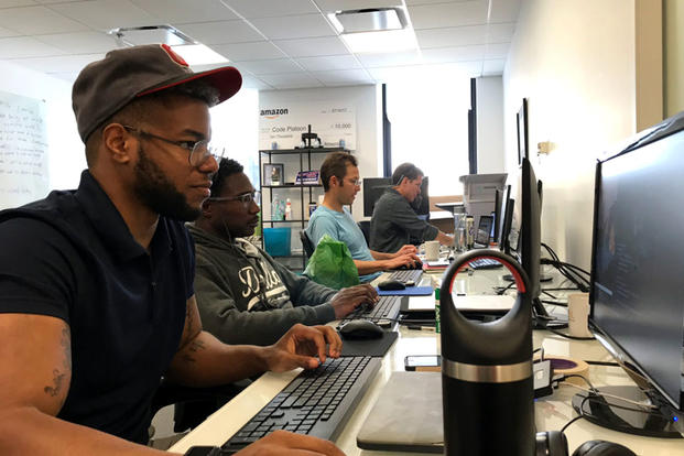 Code Platoon, a tax-exempt nonprofit organization that is authorized for attendance with the GI Bill, calls itself a "full-stack coding bootcamp" that can be attended at its classroom in Chicago's Loop or remotely. (Photo courtesy of Code Platoon)