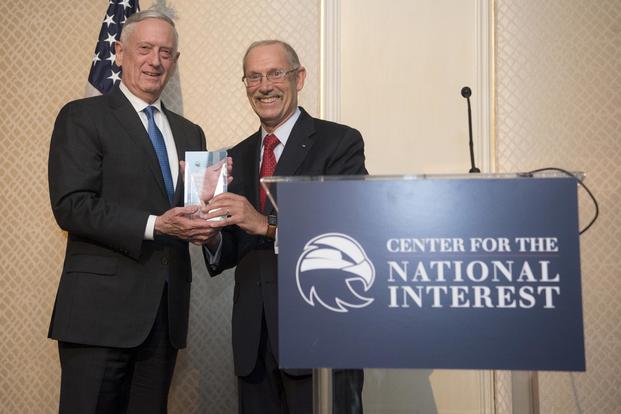 U.S. Secretary of Defense James N. Mattis accepts award from the Center for the National Interest on July 25, 2018 in Washington, D.C. (DoD Photo by Tech Sgt. Vernon Young Jr.) 