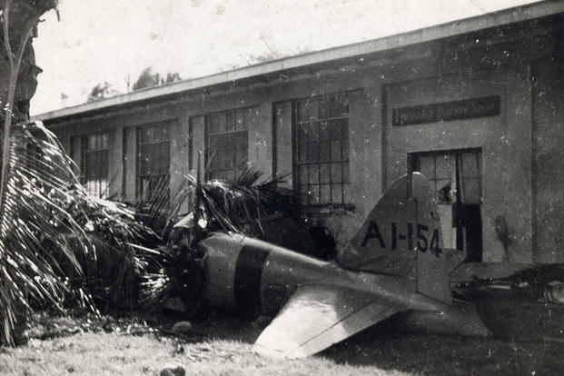 The first Japanese plane shot down during the attack on Pearl Harbor on Dec. 7, 1941. (U.S. Air Force)