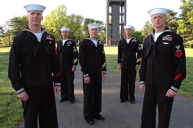 FILE -- The five finalists in the Navy Reserve Sailor of the Year competition are pictured on the grounds of the Netherlands Carillon in Washington D.C. (U.S. Navy/Photographer's Mate 1st Class Michael Moriatis)