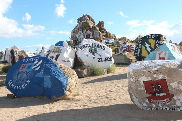 Combat units who have rotated through the National Training Center at Fort Irwin, California have been painting their unit insignias on boulders at Painted Rocks since 1981. (Matthew Cox/Military.com)