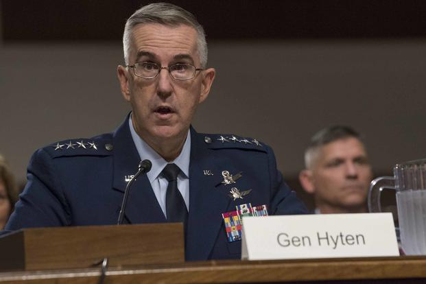 The commander of U.S. Strategic Command, Air Force Gen. John E. Hyten, appears at a Senate Armed Services Committee hearing on his nomination to be vice chairman of the Joint Chiefs of Staff in Washington, D.C., on July 30, 2019. (DoD photo by Lisa Ferdinando)
