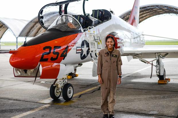 Lt. j.g. Madeline Swegle is the first known Black woman to have been certified for the TACAIR mission. 