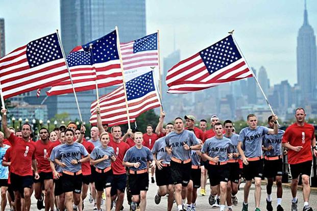 Team Red, White and Blue veterans take part in the Boston Marathon. Photo via VA.gov