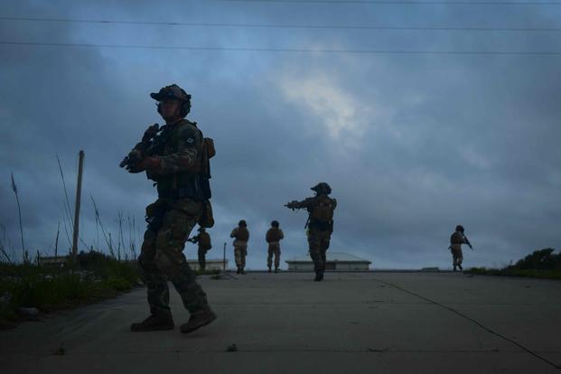 A U.S. Marine Corps Raider participates in training at Eglin Range, Florida.