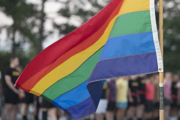 Gay pride flag flies during Pride Observance Month