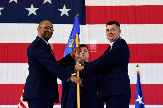 The 350th Spectrum Warfare Wing activation ceremony.