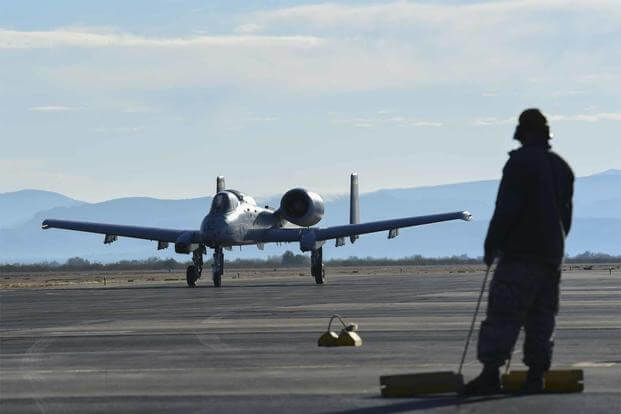 A-10 taxis during training flight at Gila Bend Auxiliary Airfield.