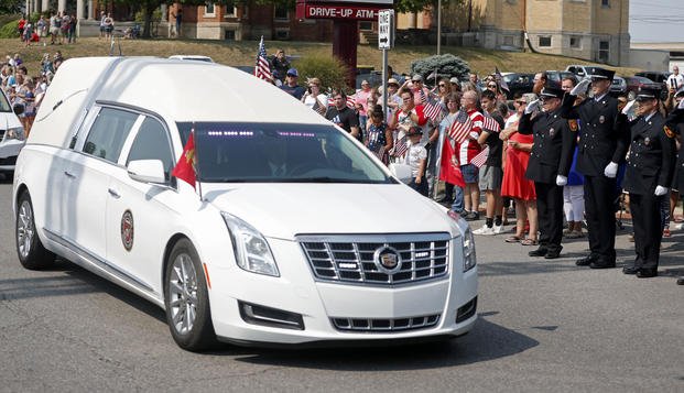 hearse carrying the body of Marine Corps Cpl. Humberto Sanchez
