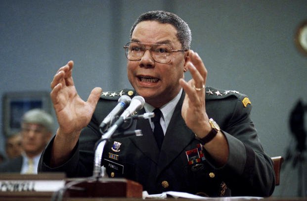 Gen. Colin Powell, chairman of the Joint Chiefs of Staff, speaks on Capitol Hill