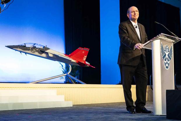 Acting Secretary of the Air Force Matthew P. Donovan introduces the T-7A Red Hawk.