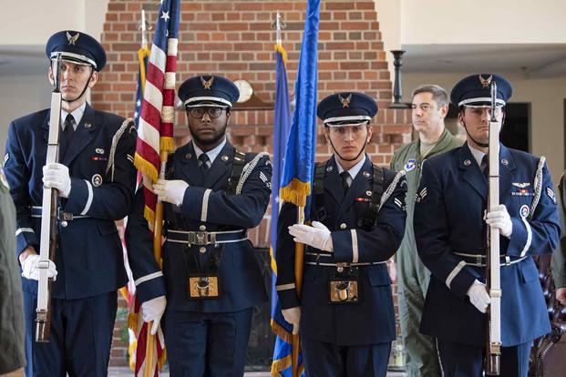 Moody Air Force Base Honor Guard present colors.