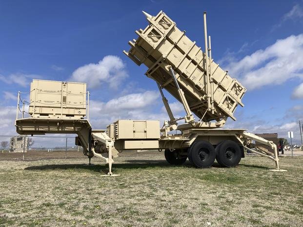 A Patriot missile mobile launcher outside the Fort Sill Army Post.