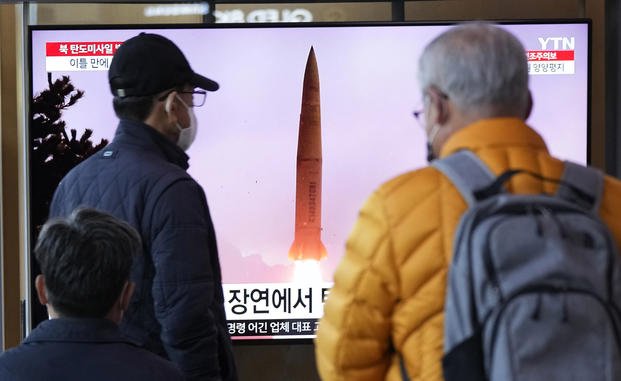 North Korea's missile launch during a news program at the Seoul Railway Station in Seoul