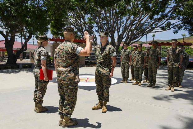 U.S. Marine recites the oath of enlistment