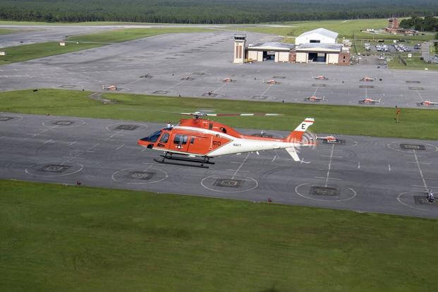 The Navy’s first TH-73A Thrasher arrives at Naval Air Station Whiting Field in Milton Aug. 6, 2021.