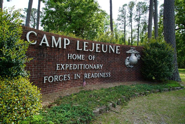 Main gate to Camp Lejeune Marine Base 