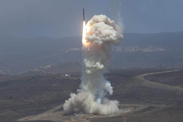 The Missile Defense Agency's Flight Test 06b Ground-Based Interceptor launches from Vandenberg Air Force Base, Calif., on June 22, 2014. Photo courtesy of Missile Defense Agency
