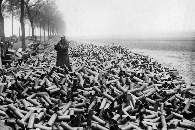 Shells on the front lines during World War I