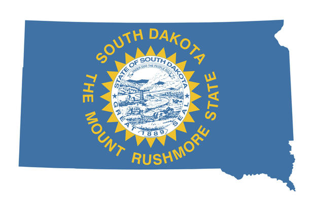 South Dakota Map and Flag