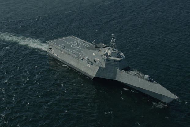 The Future USS Montgomery (LCS 8) conducted acceptance trials at sea on May 6, 2016, demonstrating the performance of its propulsion plant, ship handling, and auxiliary systems. Photo by Austal USA