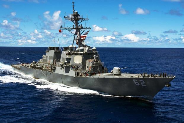 The Arleigh Burke class guided-missile destroyer USS Fitzgerald (DDG 62) on patrol in support of security and stability in the Indo-Asia-Pacific region. (U.S. Navy/Mass Communication Specialist Seaman David Flewellyn)