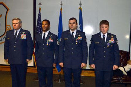 Then-Staff Sgt. Christopher Baradat is second from right in this 2014 photograph. (Defense Department)