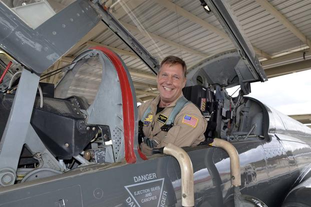 FILE -- Retired Navy Capt. Pieter Vandenbergh, also a former Air Force second lieutenant,  prepares for a training flight in a T-38 Talon flight Sept. 16, 2015 at Joint Base San Antonio-Randolph. (Photo by Kathleen Salazar)
