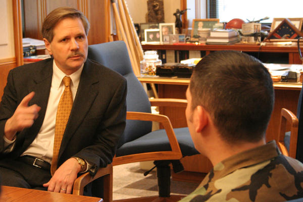 Airman interviews governor Hoeven.