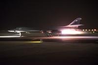 A 34th Expeditionary Bomb Squadron B-1B  Lancer aircraft assigned to the 379th Air Expeditionary Wing departs from Al  Udeid Air Base, Qatar, in support of the multinational response to Syria's  chemical weapons use. The B-1B employed 19  Joint Air to Surface Standoff Munitions against Syrian chemical weapons  targets, marking the first operational use of the JASSM-ER. (Phil Speck/Air Force)