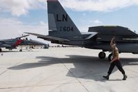 Airman First Class Cole Galloway, 48th Aircraft Maintenance Squadron crew chief, bids farewell to an F-15E Strike Eagle prior to takeoff during Exercise Anatolian Eagle 2019, June 19, 2019, at Third Main Jet Base in Konya, Turkey. The exercise reinforced long-established bonds between the U.S., allies and partner nations by working side-by-side to improve readiness and responsiveness. (U.S. Air Force photo by Staff Sgt. Ceaira Tinsley)