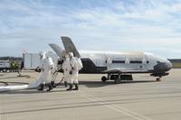 The X-37B Orbital Test Vehicle mission 3 (OTV-3), the Air Force's unmanned, reusable space plane, landed at Vandenberg Air Force Base on Oct. 17, 2014. Boeing Co. photo