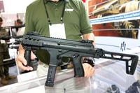 Beretta Defense Technologies 9mm PMX submachinegun at Modern Day Marine 2019. It was the first time the company has shown a production model of the PMX in the U.S. (Matthew Cox/Military.com)