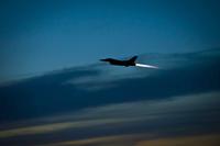 An F-16 Fighting Falcon takes off for night operations at Holloman Air Force Base, New Mexico