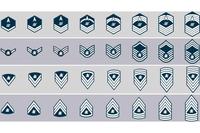 Mock-up of proposed Space Force enlisted rank insignias.