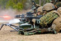 U.S. Marines live fire exercise at a range near Camp Devil Dog