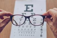 Eyeglasses with a vision test chart