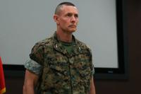 U.S. Marine Corps Maj. Gen. Stephen M. Neary stands at attention.