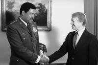 Air Force Gen. Daniel ‘Chappie’ James Jr. shakes hands with President Jimmy Carter.