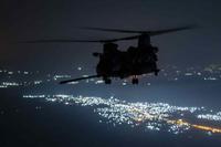 U.S. Army CH-47 Chinook at night.