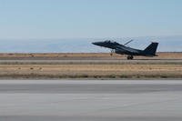 A U.S. Air Force F-15E Strike Eagle lands during Exercise Rainier War 22B at Mountain Home Air Force Base