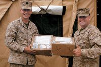 Marines receiving packages.