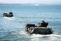 U.S. Marines with Company B, 3rd Amphibious Assault Battalion, 1st Marine Division, get travel in assault amphibious vehicles from Naval Amphibious Base Coronado to participate in the RIMPAC 2016 exercise. (Photo: Petty Officer 2nd Class Eric Cha)