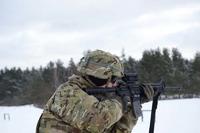 U.S. Soldiers, assigned to 18th Military Police Brigade, conduct a training exercise with M4A1 rifles at the 7th Army Training Command’s Range 102 Grafenwoehr Training Area, Germany, Jan. 17, 2017. (U.S. Army / Matthias Fruth)